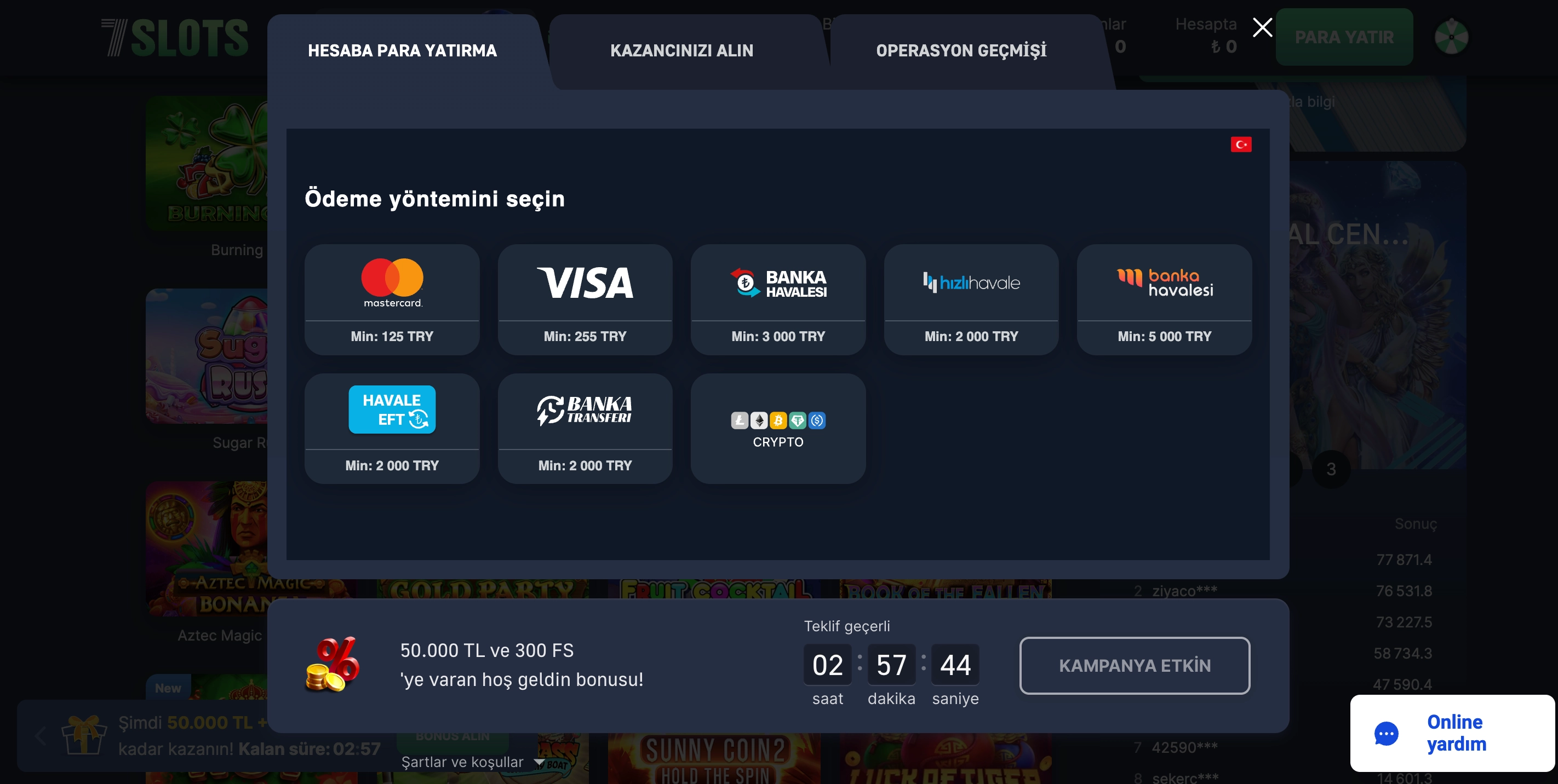 7 Slots Casino — Ödeme yöntemleri ve limitler